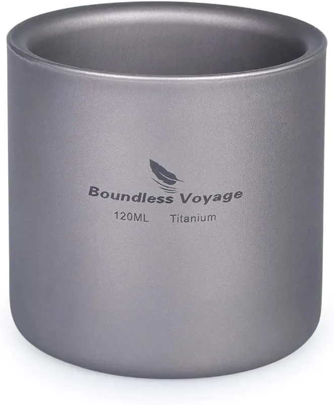 Boundless Voyage 3 in 1 Double Walled Titanium Cup Heat Resistant Mini Tea Drink Cup Outdoor Camping Mug Coffee Cups Camping Accessories Ti15152B