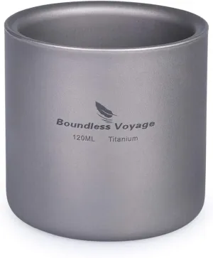 Boundless Voyage 3 in 1 Double Walled Titanium Cup Heat Resistant Mini Tea Drink Cup Outdoor Camping Mug Coffee Cups Camping Accessories Ti15152B