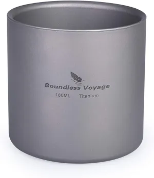 Boundless Voyage 3 in 1 Double Walled Titanium Cup Heat Resistant Mini Tea Drink Cup Outdoor Camping Mug Coffee Cups Camping Accessories Ti15153B
