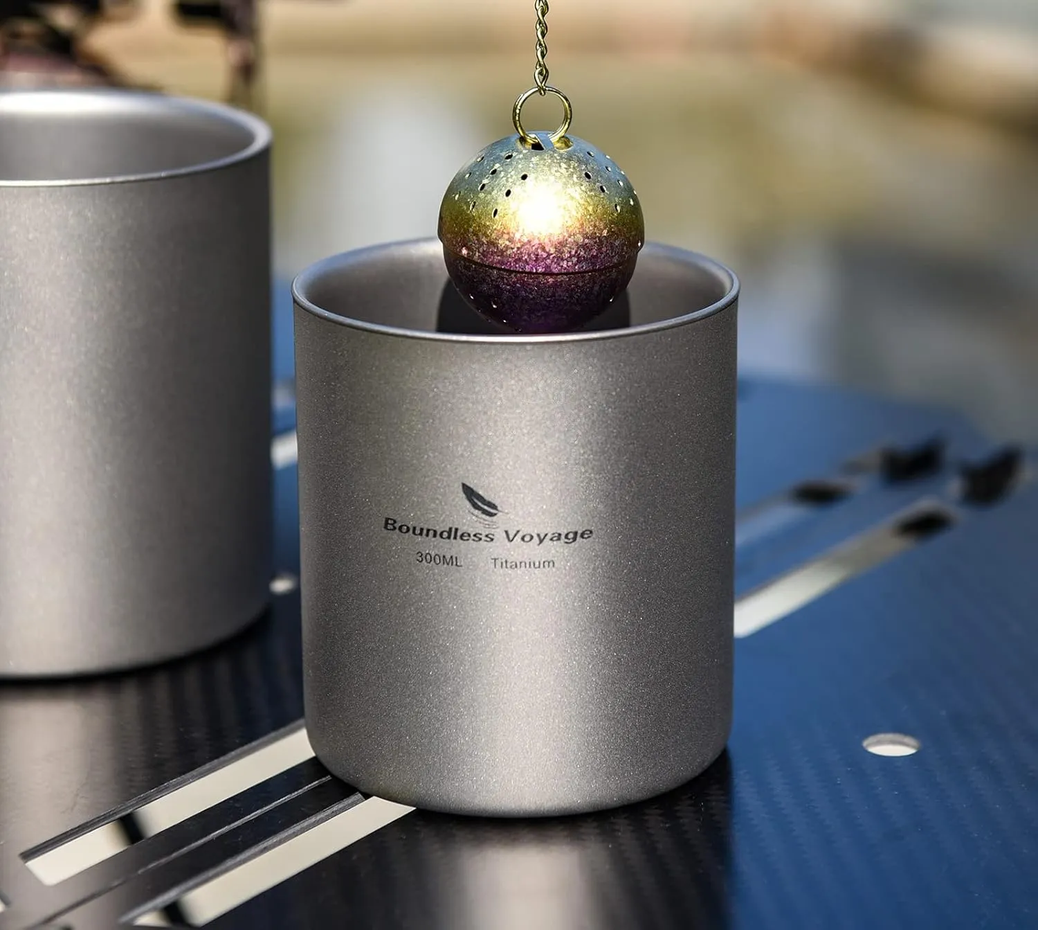 Boundless Voyage 3 in 1 Double Walled Titanium Cup Heat Resistant Mini Tea Drink Cup Outdoor Camping Mug Coffee Cups Camping Accessories Ti15154B