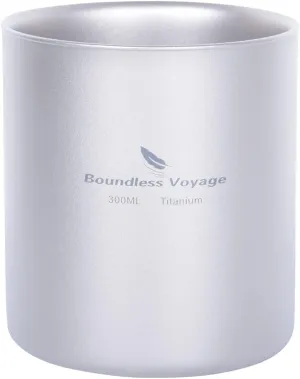 Boundless Voyage 3 in 1 Double Walled Titanium Cup Heat Resistant Mini Tea Drink Cup Outdoor Camping Mug Coffee Cups Camping Accessories Ti15154B