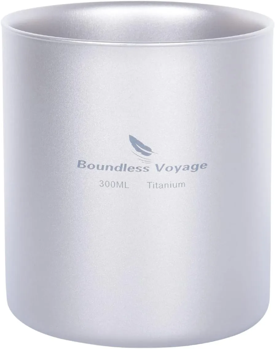Boundless Voyage 3 in 1 Double Walled Titanium Cup Heat Resistant Mini Tea Drink Cup Outdoor Camping Mug Coffee Cups Camping Accessories Ti15154B