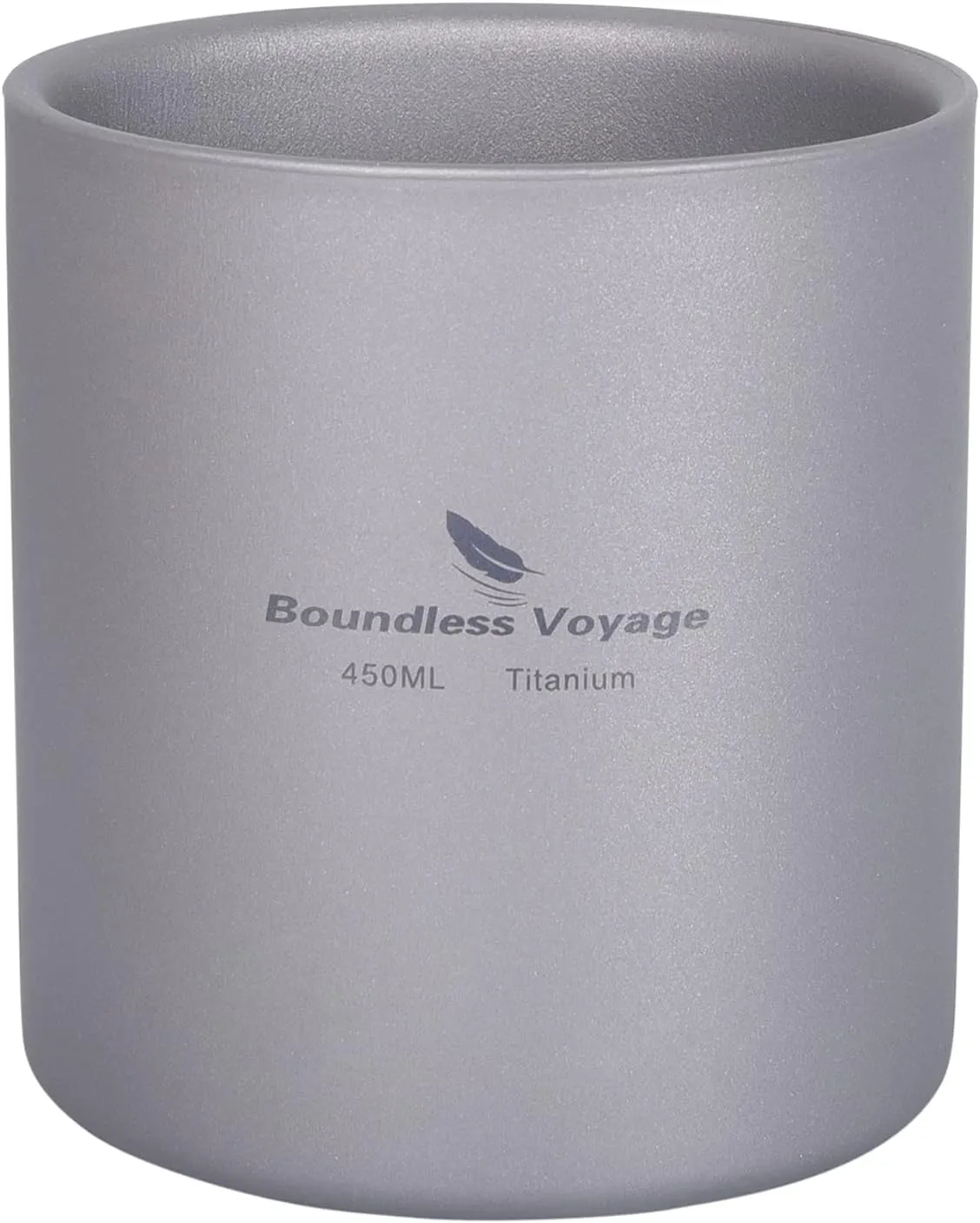 Boundless Voyage 3 in 1 Double Walled Titanium Cup Heat Resistant Mini Tea Drink Cup Outdoor Camping Mug Coffee Cups Camping Accessories (Ti3030D 450ml)