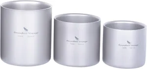 Boundless Voyage Double Walled Titanium Cup Insulated Mug Anti-scalding Outdoor Camping Tableware 120ml 180ml 300ml 450ml (3 PCS (120 180 300ml))