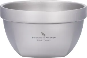 Boundless Voyage Titanium Double Walled Bowl - Ultralight Portable Tableware for Oatmeal, Rice, Soup, Yogurt - Outdoor Camping Metal Bowl (500ml)