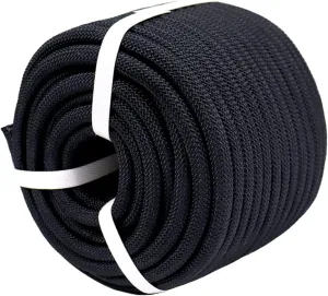 Braided Polyester Arborist Rigging Rope (3/8 inch X 150 feet) High Strength Outdoor Rope for Rock Climbing Hiking Camping Swing, Black