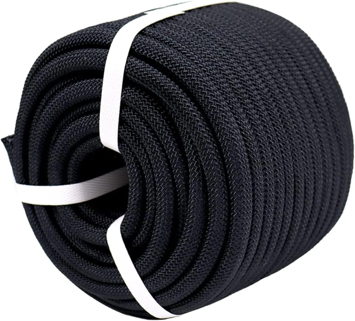 Braided Polyester Arborist Rigging Rope (3/8 inch X 150 feet) High Strength Outdoor Rope for Rock Climbing Hiking Camping Swing, Black