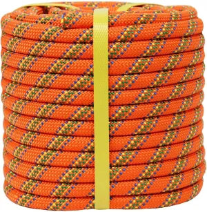 Braided Polyester Arborist Rope (3/8 inch X 100 feet) High Strength Outdoor Rope for Tree Climbing Hiking Camping Swing, Orange