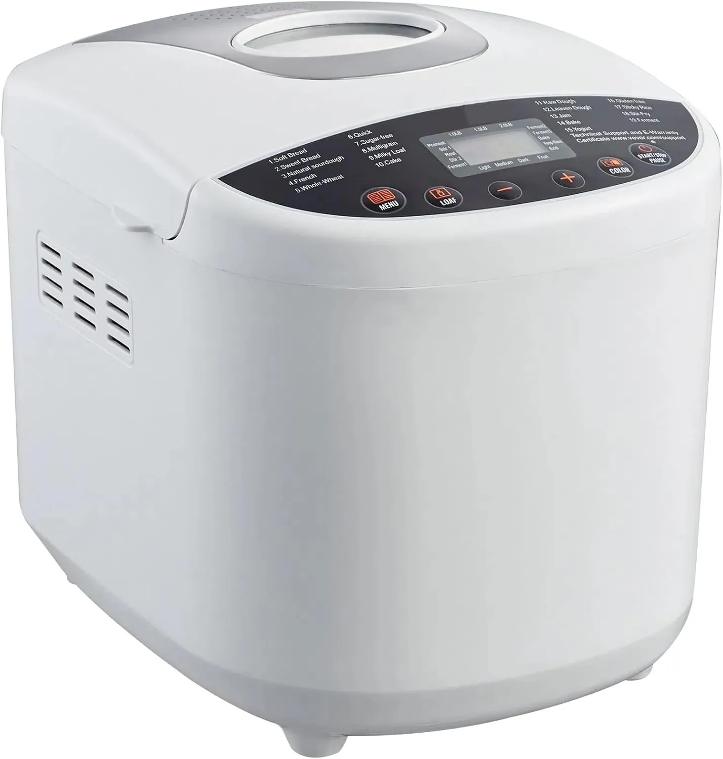 Bread Maker, 19-in-1 2LB Dough Machine, Nonstick Ceramic Pan Automatic Breadmaker with Gluten Free Setting, Automatic Compact Dough Machine Nonstick,Digital,3 Loaf Sizes, 2 Crust Colors, White