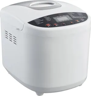 Bread Maker, 19-in-1 2LB Dough Machine, Nonstick Ceramic Pan Automatic Breadmaker with Gluten Free Setting, Automatic Compact Dough Machine Nonstick,Digital,3 Loaf Sizes, 2 Crust Colors, White
