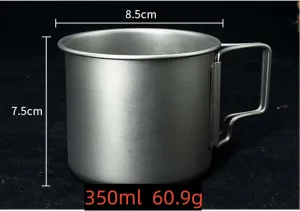 BTTSTRA Outdoor Pure Titanium Tea Cup Portable Coffee Cup Mug(350ML A)