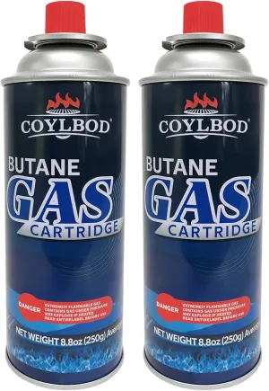 Butane Gas, Butane Fuel Canister, 99.99% Pure Butane Canister with Explosion Proof - RVR System, Butane Fuel for Camping Stove, Kitchen Torch Head (2 Can)