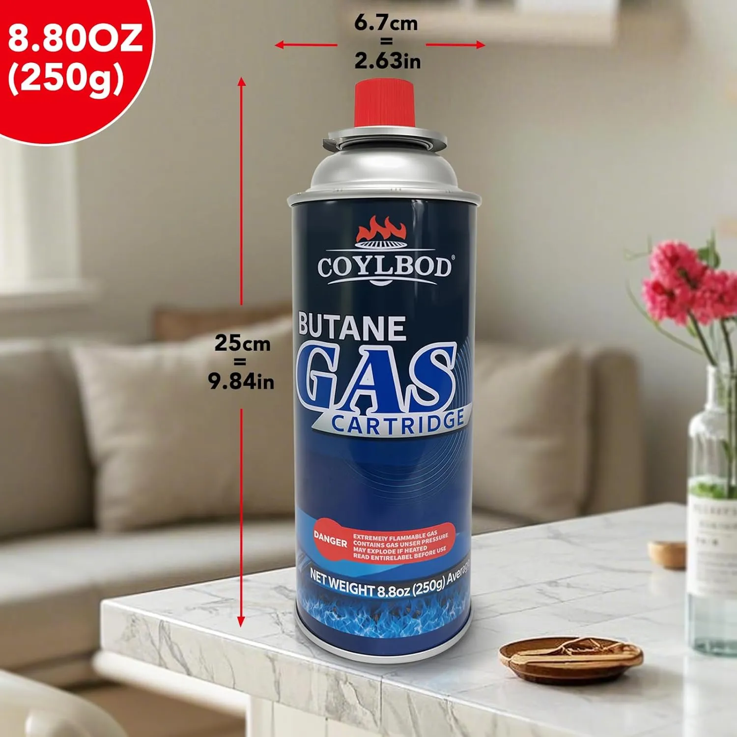 Butane Gas, Butane Fuel Canister, 99.99% Pure Butane Canister with Explosion Proof - RVR System, Butane Fuel for Camping Stove, Kitchen Torch Head (2 Can)