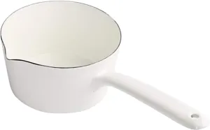 CALIDAKA 1.2L Enamel Milk Pan, Mini Butter Warmer, Saucepan With Pour Spout, Nonstick Pot, Melting Pot for Induction Electric Gas Stoves