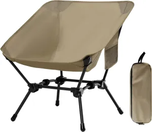 Camping Chairs, Folding Camping Chair, Adjustable 2-Way for Adults Portable Backpacking Camp Chair Foldable Compact for Outdoor Hiking Picnic Beach BBQ-Khaki