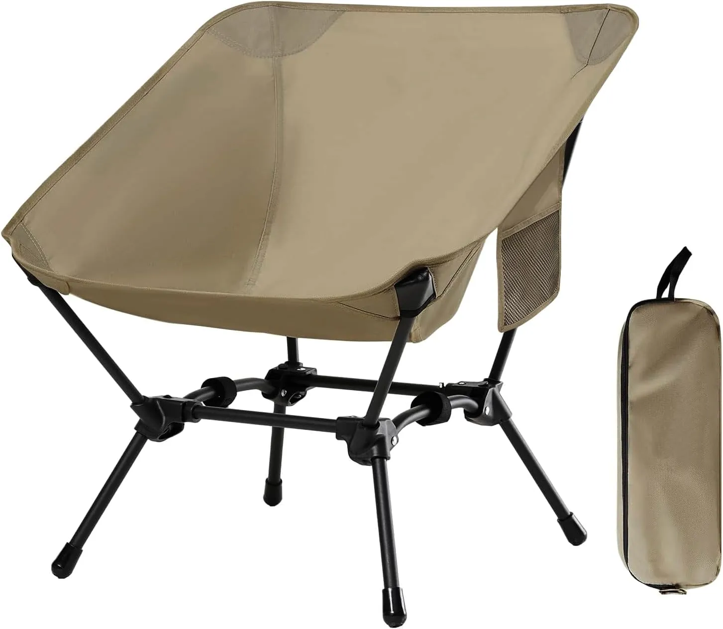 Camping Chairs, Folding Camping Chair, Adjustable 2-Way for Adults Portable Backpacking Camp Chair Foldable Compact for Outdoor Hiking Picnic Beach BBQ-Khaki