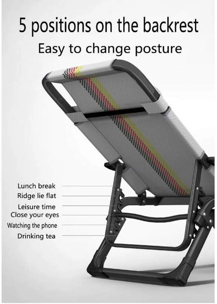 Camping Chairs Garden Loungers Folding Chair Deck Chair Recliner, Folding Lounge Chair - Office Sleep Multi-Function Adjustable Backrest Portable Beach Lazy Lounger 178x65x25cm (Color, A),E