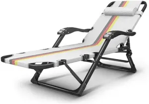 Camping Chairs Garden Loungers Folding Chair Deck Chair Recliner, Folding Lounge Chair - Office Sleep Multi-Function Adjustable Backrest Portable Beach Lazy Lounger 178x65x25cm (Color, A),E