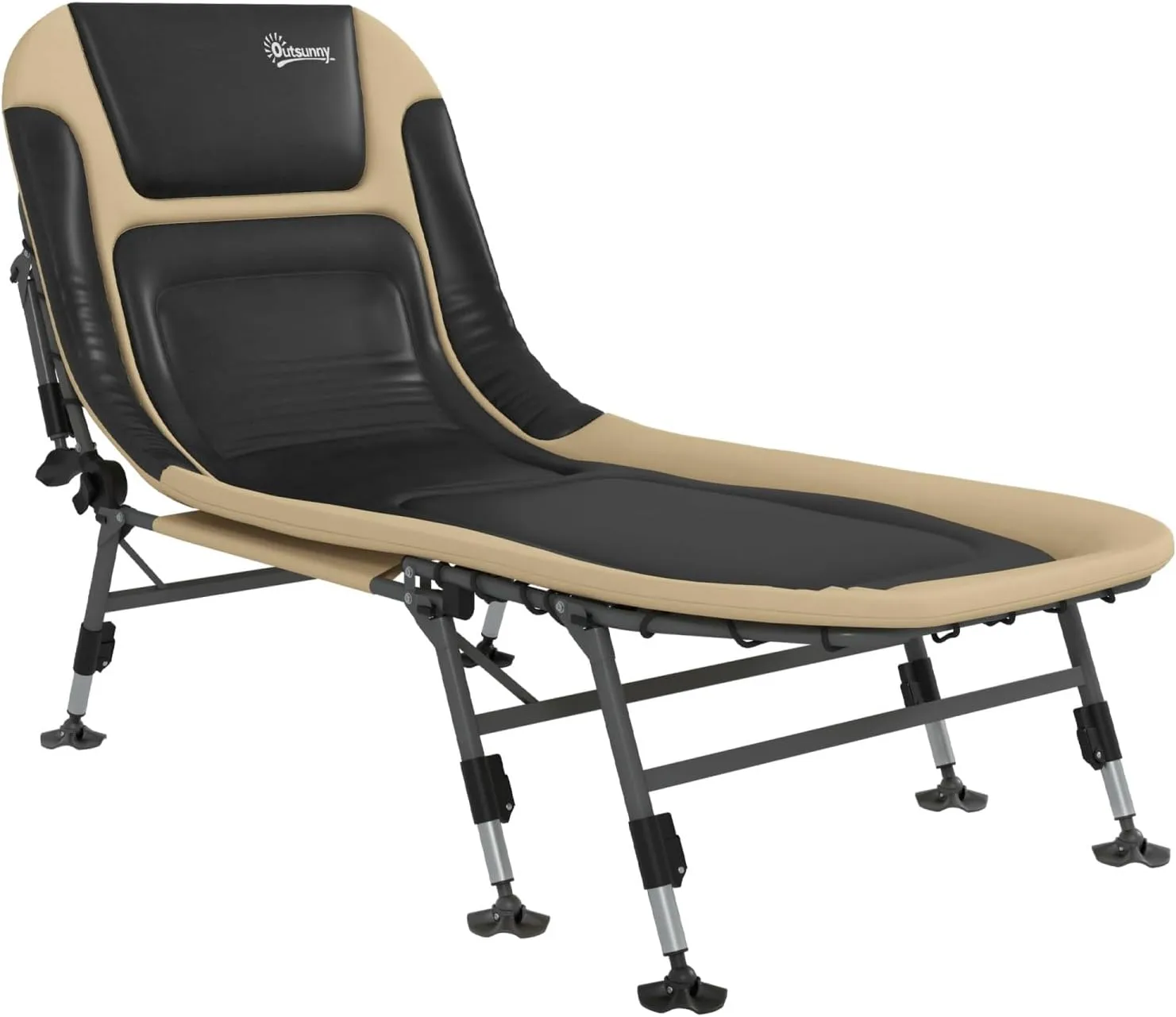 Camping Cot for Adults, Breathable Lounger with Adjustable Backrest, Reclining Padded Floor Bed for Adults & Heavy-Duty Outdoor Use
