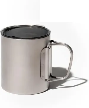 Camping double-layer titanium alloy water cup portable camping cup coffee cup outdoor cup(450ML)