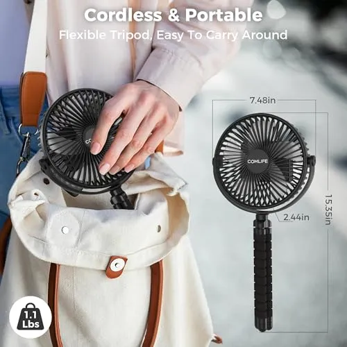 Camping Fan w/ LED Lantern-10000mAh Rechargeable Battery Operated Fan-47Hrs