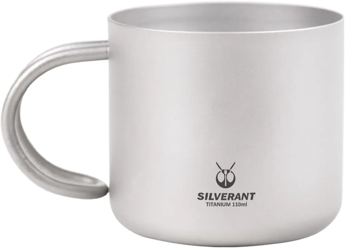 Camping Mug Titanium Double Wall Coffee Tea Cup (110ML Double-Wall Cup with Class Handle)