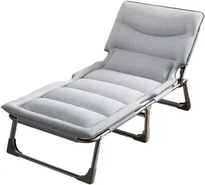 Camping Outfit Camping Cot Folding Bed with Soft Padded Cushion Heavy Duty Reclining Outdoor Lounger Folding Bed with Side Pocket Fashionable