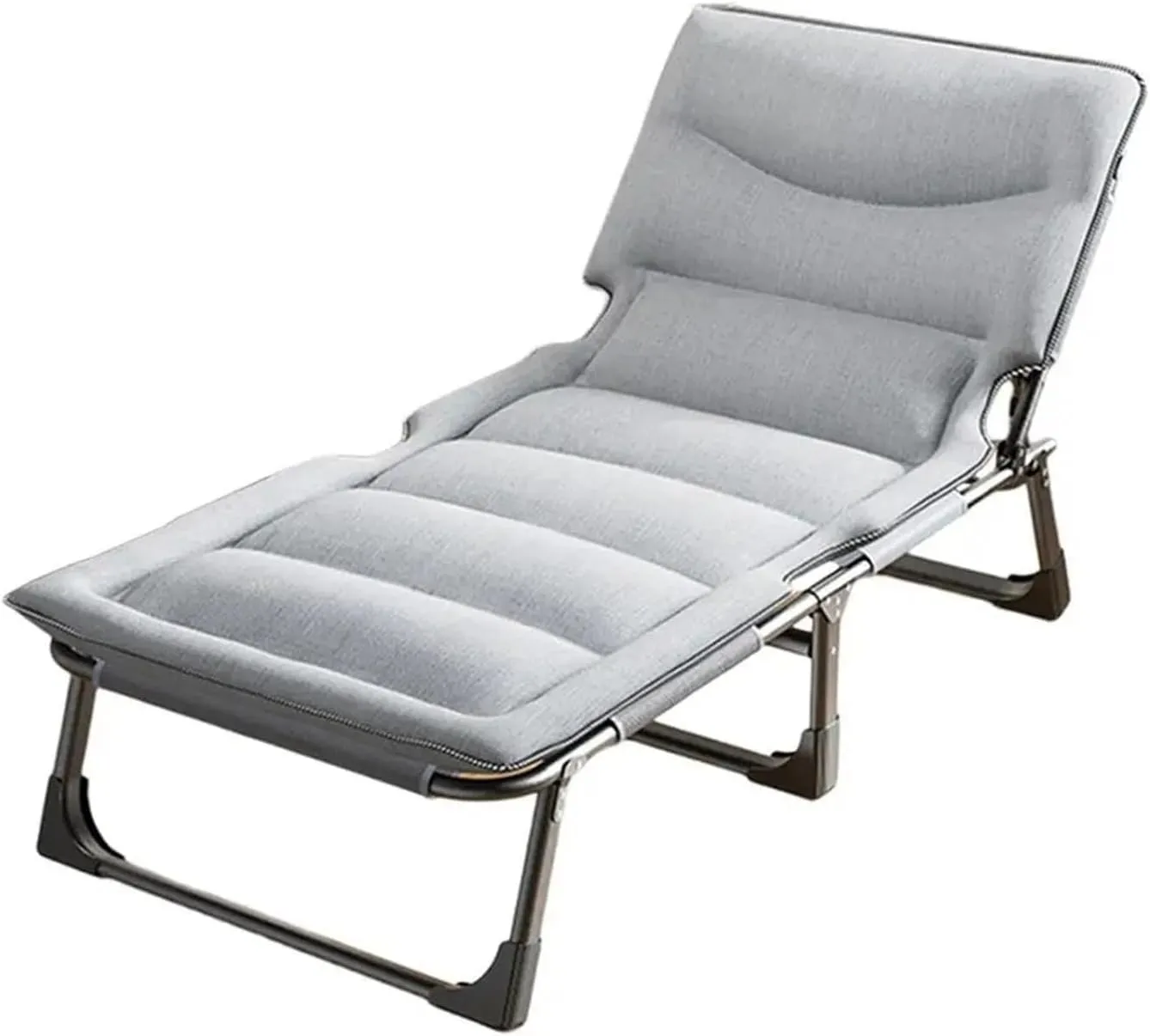 Camping Outfit Camping Cot Folding Bed with Soft Padded Cushion Heavy Duty Reclining Outdoor Lounger Folding Bed with Side Pocket Fashionable