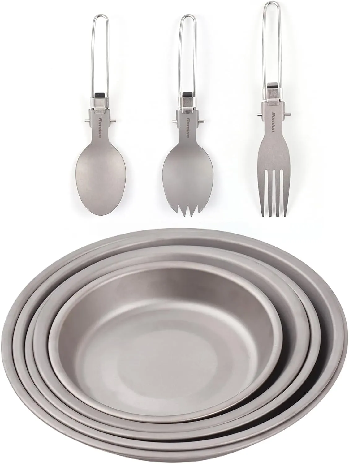 Camping Plate and Utensil Set 5PCS Plate and Folding Fork Spoon Utensil Lightweight Outdoor Tableware for BBQ Hiking Picnic 8 PCS Set