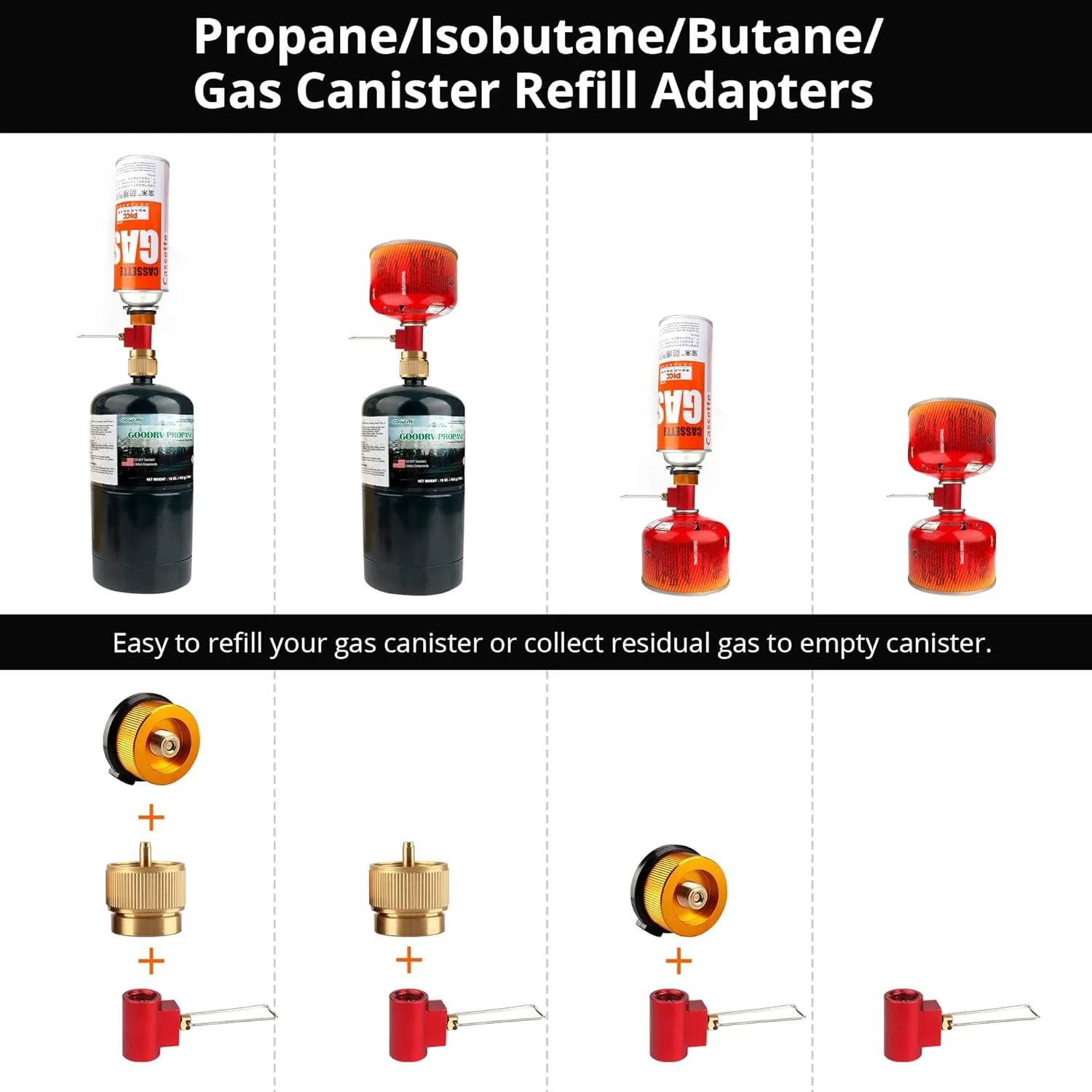 Camping Stove Burners Gas Refill Adapters EN417 Lindal Valve Canister Shifter Backpacking Stove Refill Adapter Valve Kit for Propane/Isobutane/Butane Gas Tank 3 PCS