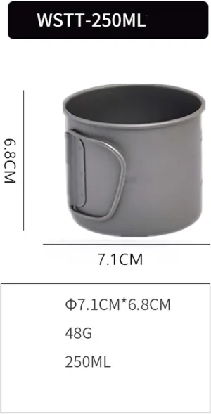 Camping Titanium Cup Outdoor Coffee Cup Lightweight Mug Portable Water Cup(250ML)