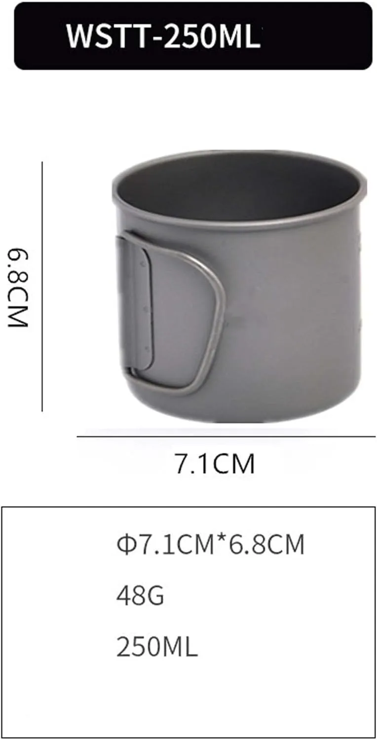 Camping Titanium Cup Outdoor Coffee Cup Lightweight Mug Portable Water Cup(250ML)