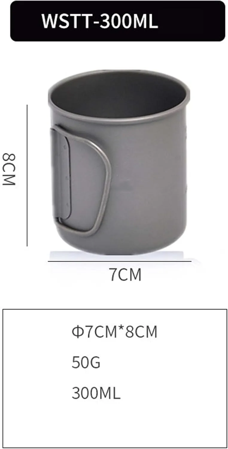 Camping Titanium Cup Outdoor Coffee Cup Lightweight Mug Portable Water Cup(300ML)