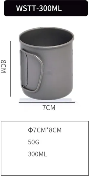 Camping Titanium Cup Outdoor Coffee Cup Lightweight Mug Portable Water Cup(300ML)
