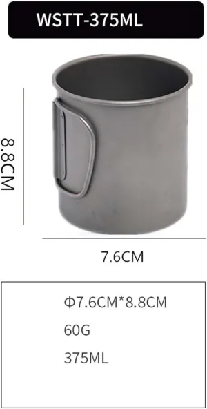 Camping Titanium Cup Outdoor Coffee Cup Lightweight Mug Portable Water Cup(375ML)