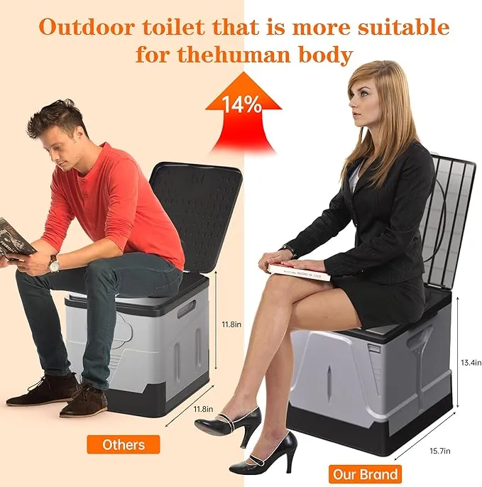 Camping Toilet, Composting Toilet with Biodegradable Bags, Portable Potty for Adults, Folding Toilet for Car Camping Hiking Long Trips Beach