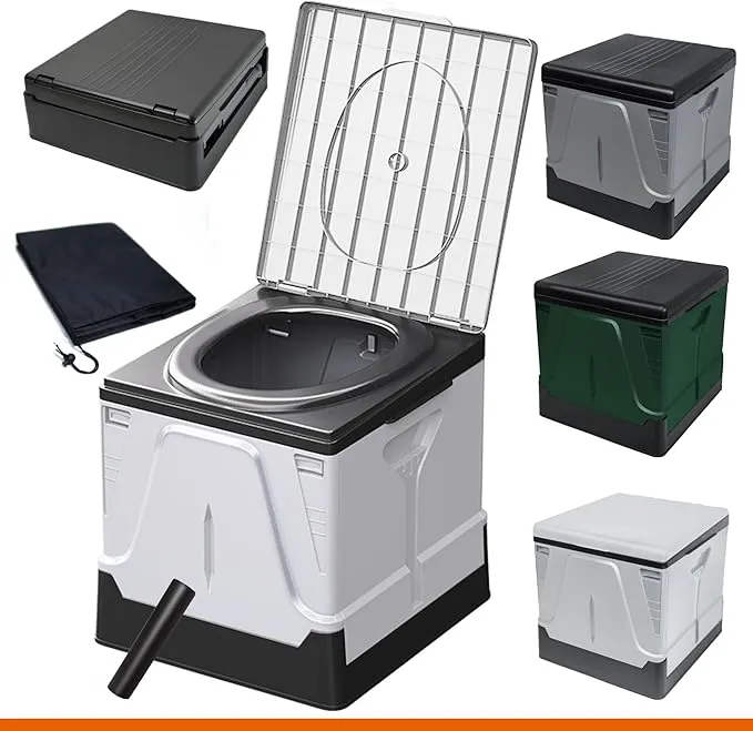 Camping Toilet, Composting Toilet with Biodegradable Bags, Portable Potty for Adults, Folding Toilet for Car Camping Hiking Long Trips Beach