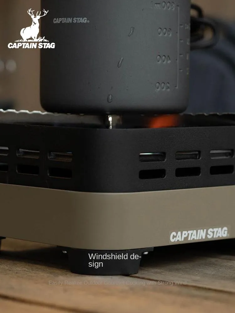CAPTAIN STAG UF-0031 Cassette Butane Stove Butane Gas Camping Stove with Case Windproof Fire Boiler X-Shaped Grate Design