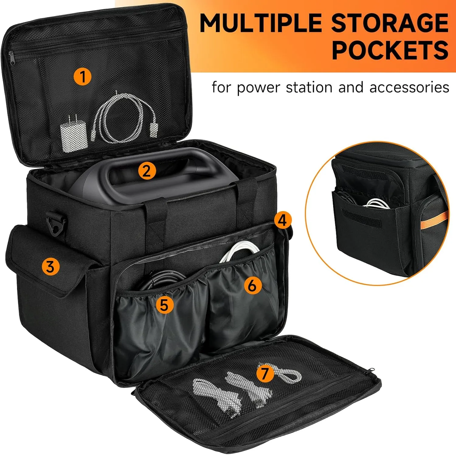 Carrying Case Compatible with Jackery Explorer 2000 v2/1500/1000 Plus/ECOFLOW Delta 2/Anker SOLIX C1000/BLUETTI AC180,Portable Power Station Travel Bag for Charging Cable and Accessories(Bag Only)