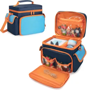Carrying Case Compatible with Tonies, Storage Bag Organizer for Audio Player Starter Set, Figures, Headphones, Charging Station, Accessories, with Shoulder Strap and Handle, Blue (Case Only)