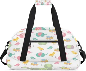 Cartoon Animal Gym Duffel Bag for Men Women Colorful Elephant Sports Tote Bag with Adjustable Shoulder Strap for Dance Gymnastics Traveling Outdoor Camping Overnight Stay