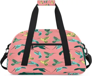 Cartoon Hummingbird Gym Duffel Bag for Men Women Colorful Hummingbird Sports Tote Bag with Adjustable Shoulder Strap for Dance Gymnastics Traveling Outdoor Camping Overnight Stay