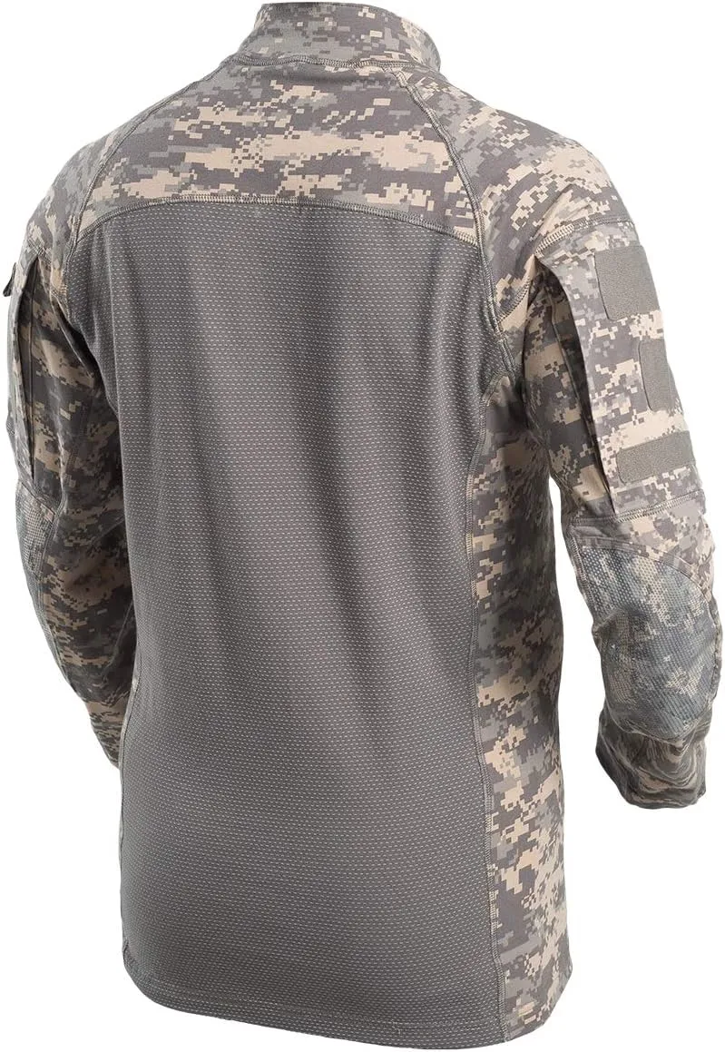 CARWORNIC Gear Men's Tactical Military Combat Shirt Cotton Stretch Army Camo Long Sleeve T Shirt with 1/4 Zip
