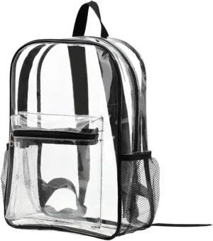 Clear Backpack Duty PVC Transparent Backpacks with Reinforced Strap Stitches & Large Capacity. (COLOR1,Large)