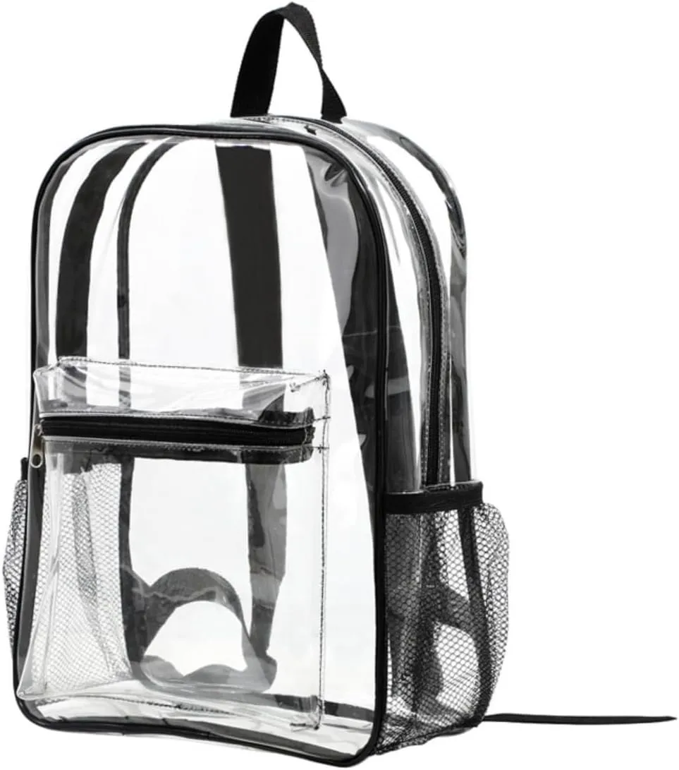 Clear Backpack Duty PVC Transparent Backpacks with Reinforced Strap Stitches & Large Capacity. (COLOR1,Large)