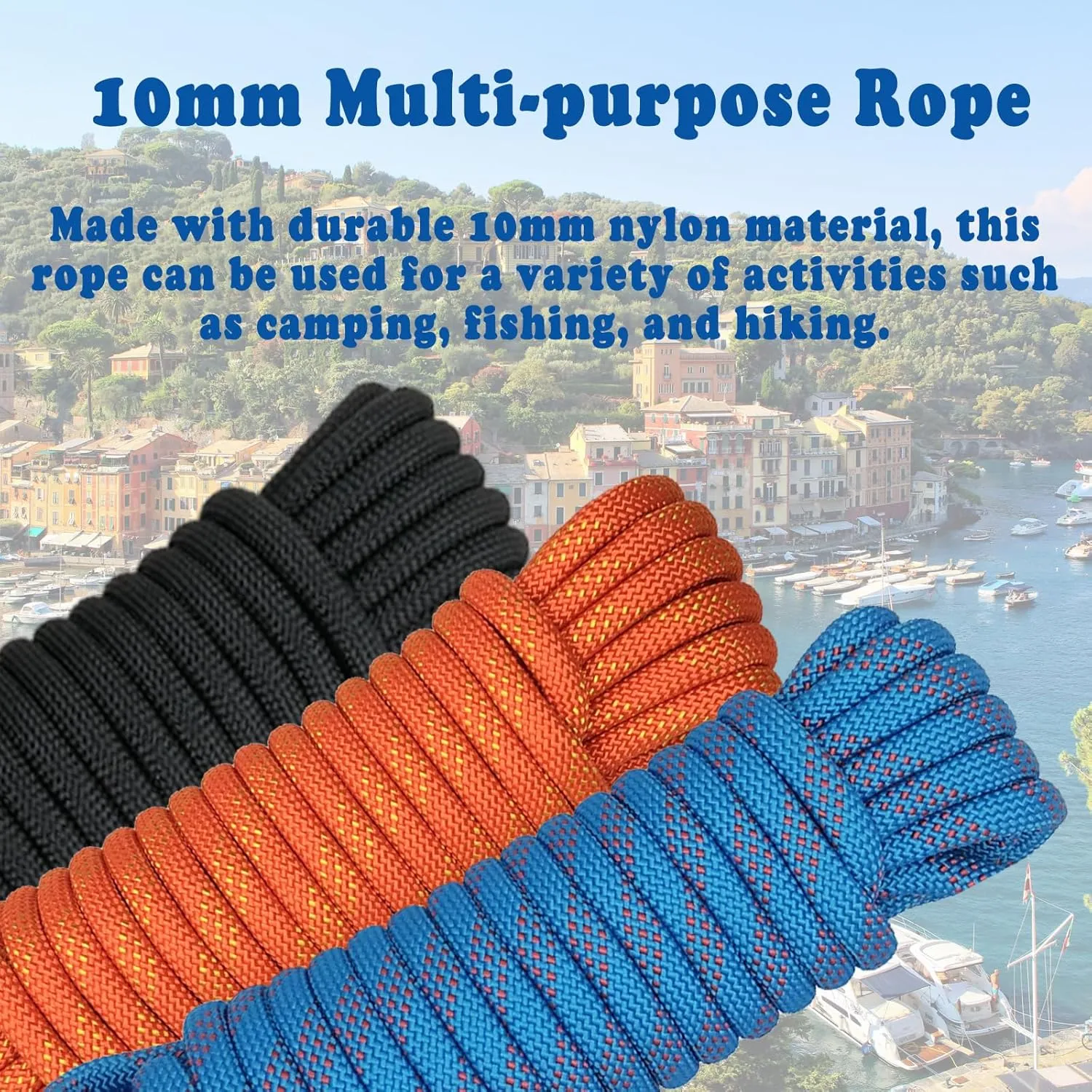 Climbing Rope, 10mm Static Rock Climbing Cord, High Strength Rope, Safety Rope for Escape, Fire Rescue, Dock Anchor, Ice Climbing (Orange, 64ft)
