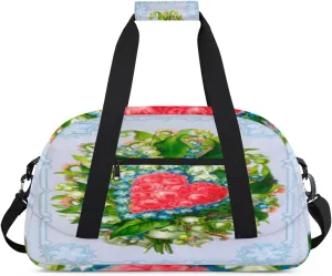 Colorful Flower Bouquet Gym Duffel Bag for Men Women Retro Prints Sports Tote Bag with Adjustable Shoulder Strap for Dance Gymnastics Traveling Outdoor Camping Overnight Stay