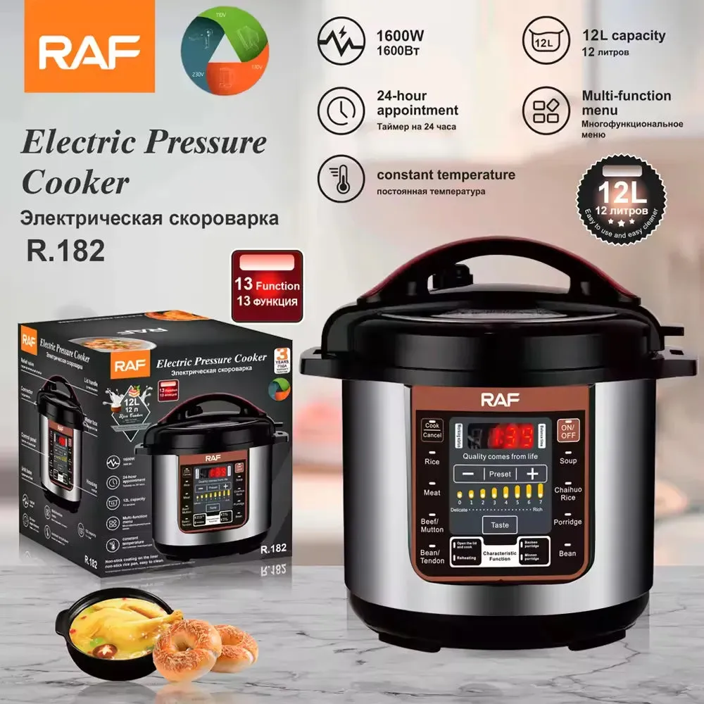 Cooker LED - Display Electric 1600W Loved by customers Features Pressure Multi-functional with Capacity Aluminum, Tailored 12L Nonstick Safety and RAF Smart High