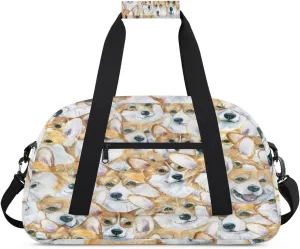 Corgi Dog Gym Duffel Bag for Men Women Painted Sports Tote Bag with Adjustable Shoulder Strap for Dance Gymnastics Traveling Outdoor Camping Overnight Stay