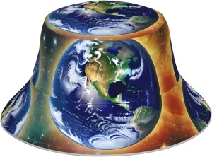 Cosmic Earth Pattern Reflective Bucket Hat for Unisex - for Travel, Camping, and Outdoor Activities Black, Black, One Size